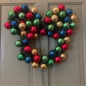 Vibrant Holiday Mickey Mouse Shaped Wreath with Ornaments